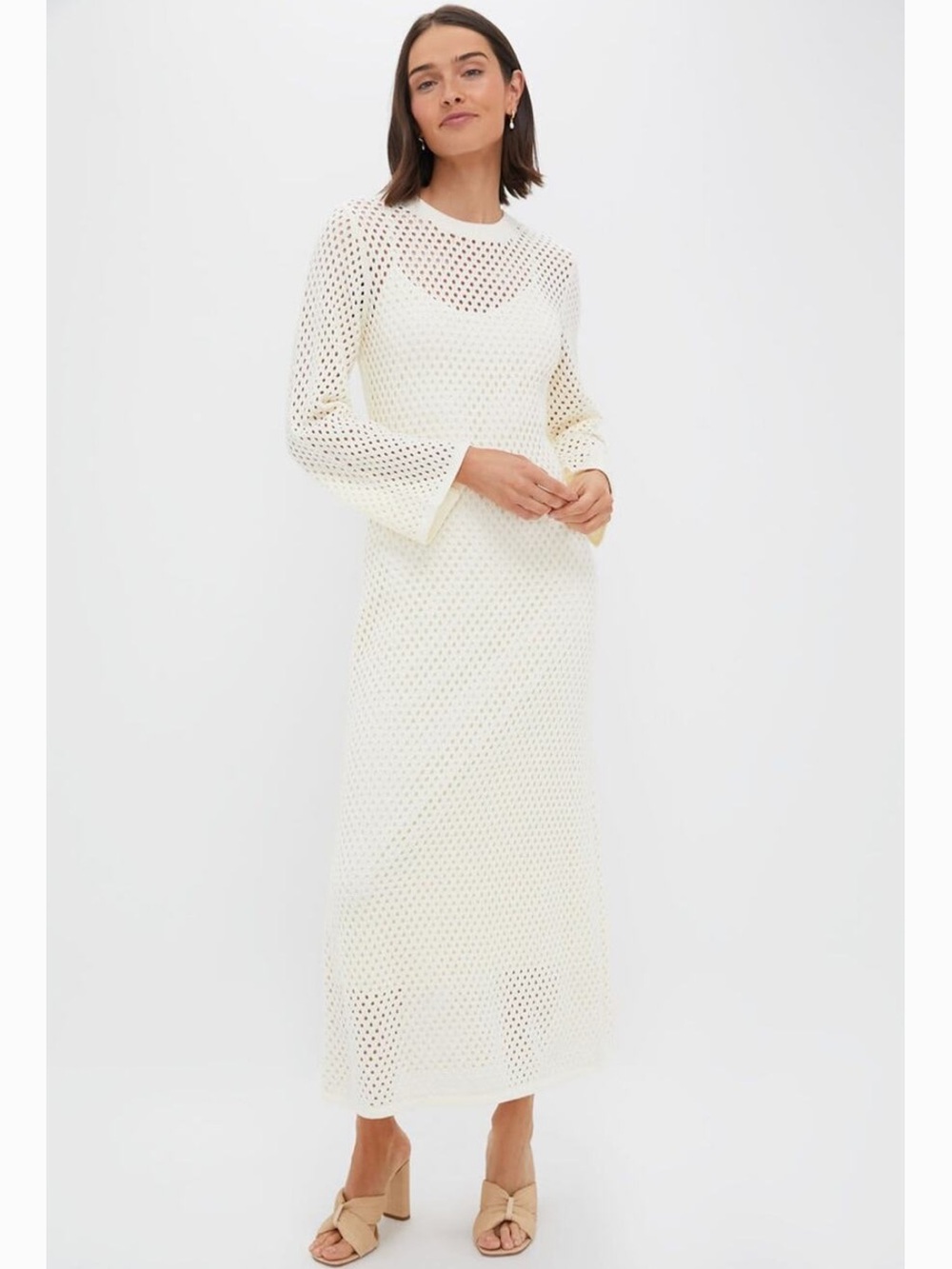 Tuckernuck Hyacinth House Amanyara Long Sleeve Knit Maxi Dress Cream Size Small